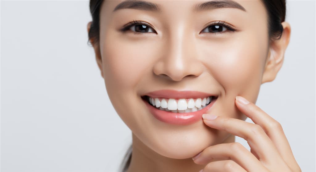 インプラント治療が成功し笑顔になる女性