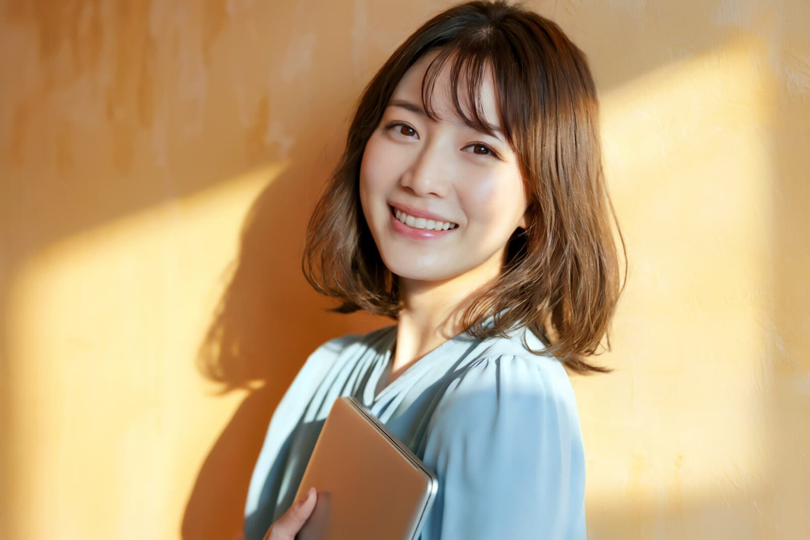 噛み合わせ治療をした笑顔の女性