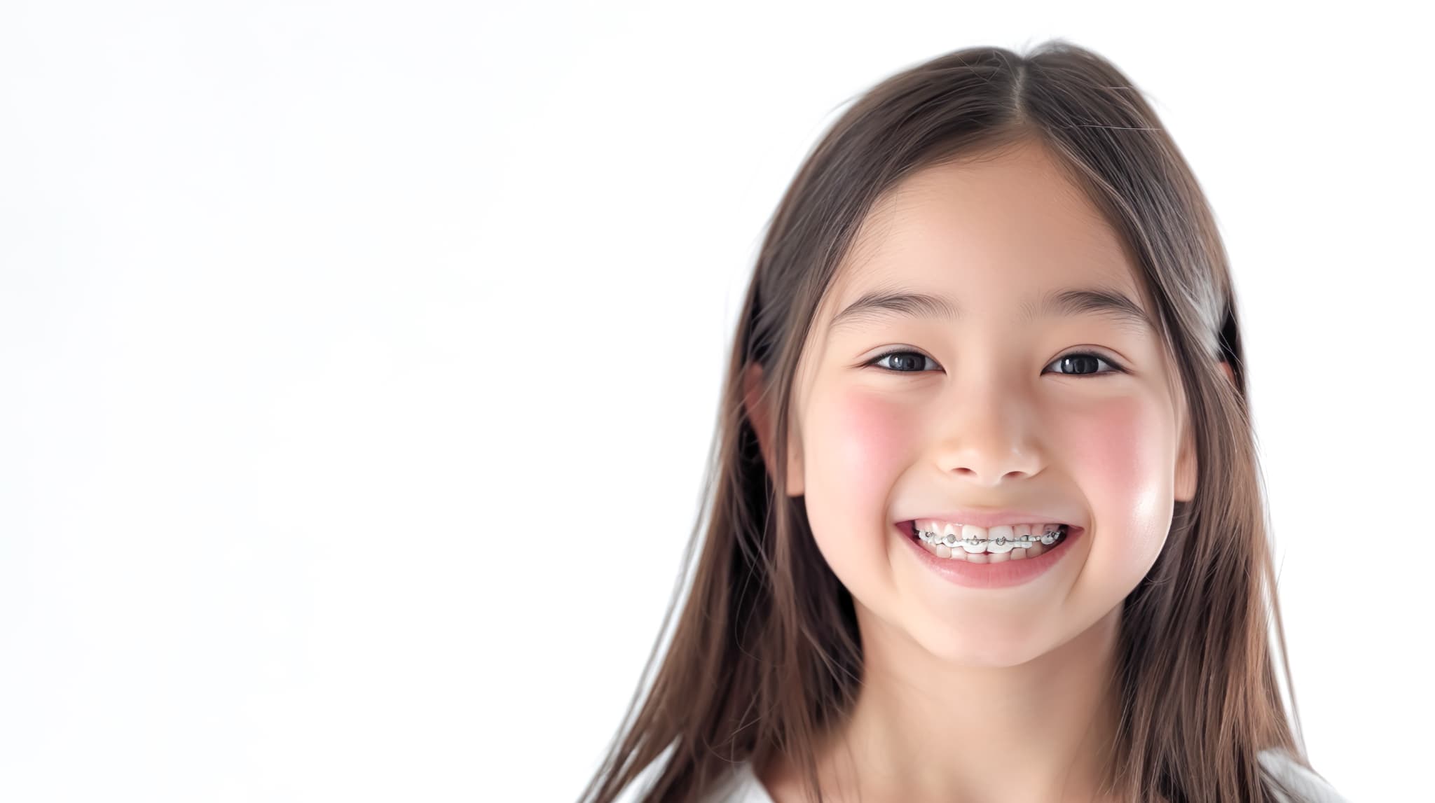 ワイヤー矯正をしている笑顔の子ども