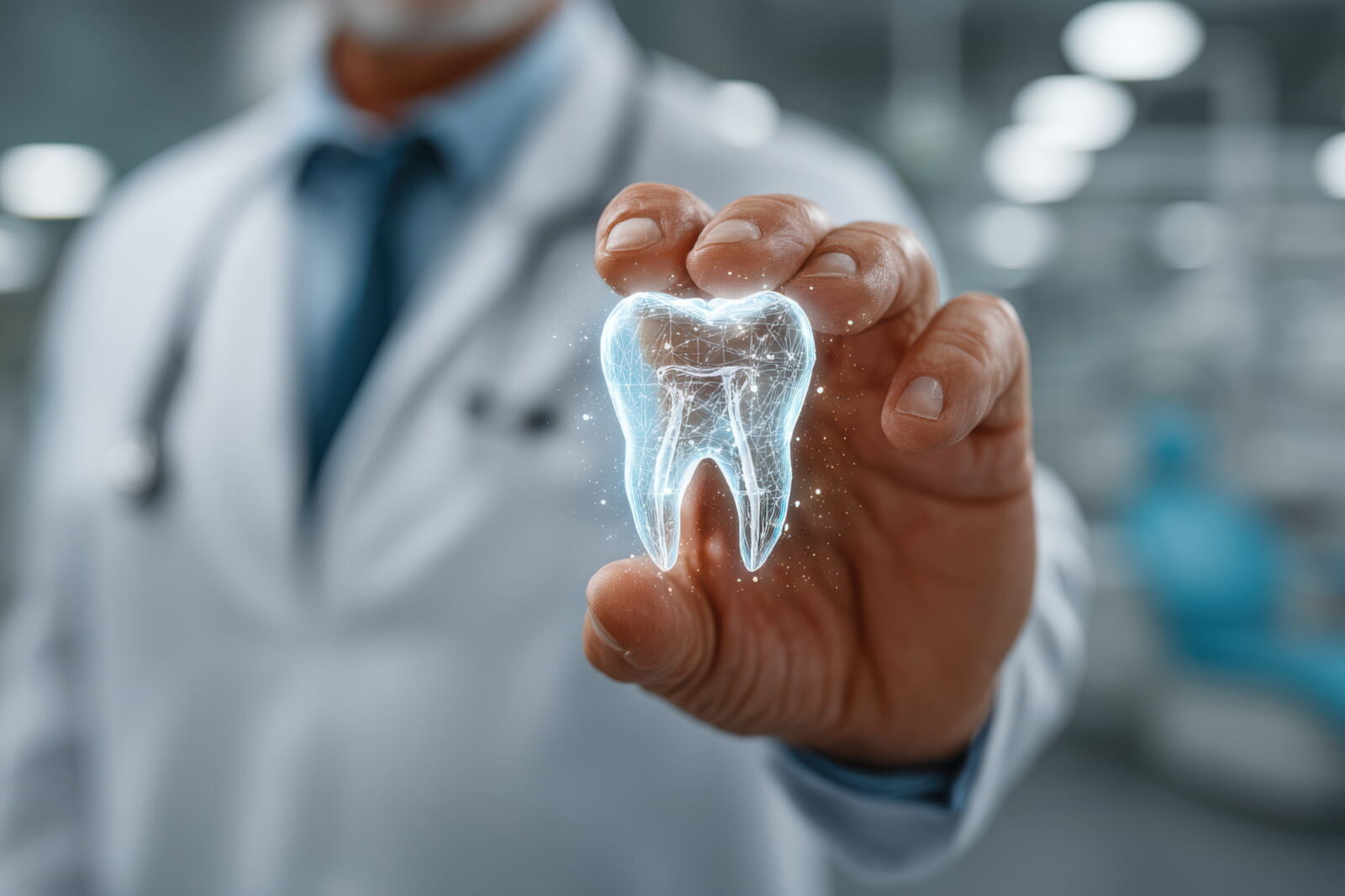 審美補綴について説明する歯科医のイメージ