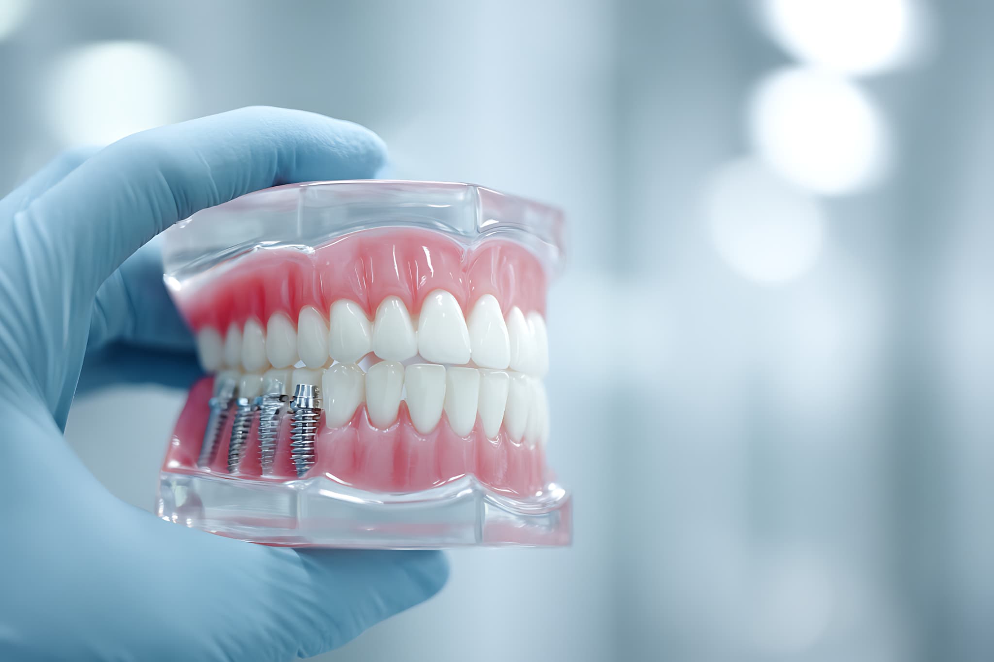 インプラント治療について説明する歯科医師