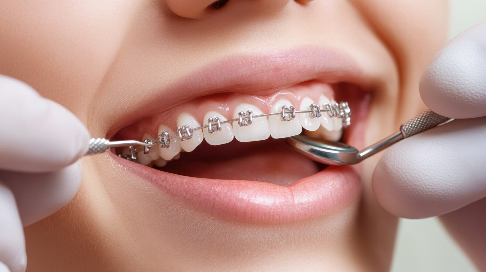 ワイヤー矯正中に歯科医に定期的に調整をしてもらっている患者