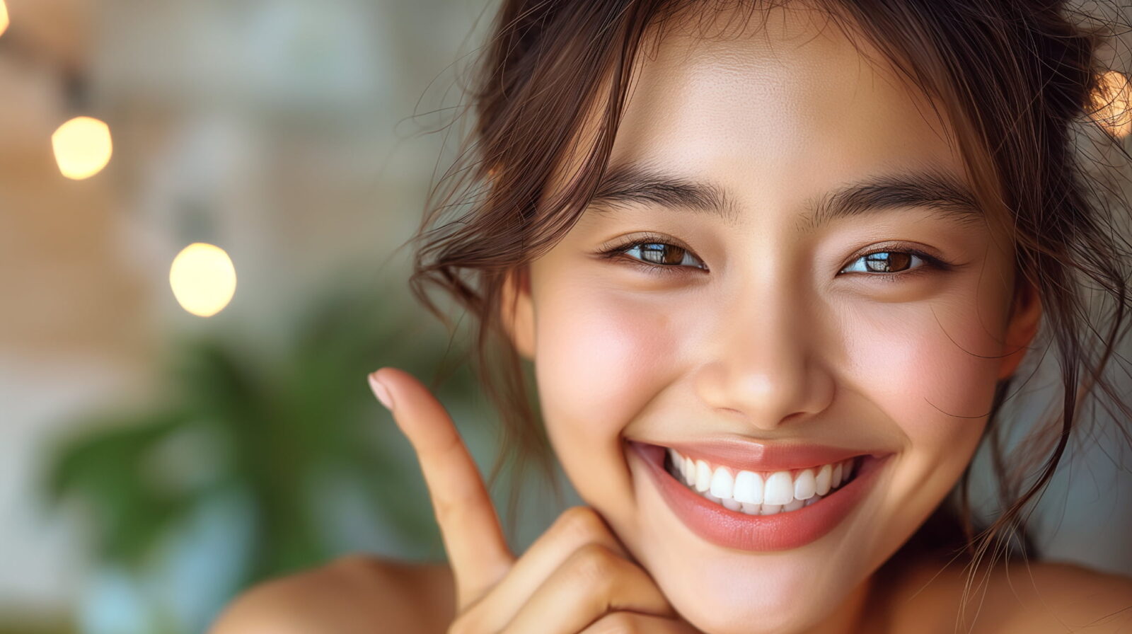 定期的なホワイトニングで白い歯を維持する女性