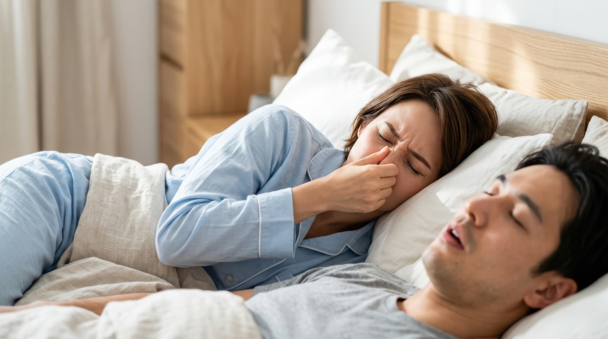 朝起きたときに夫の口臭が気になる女性